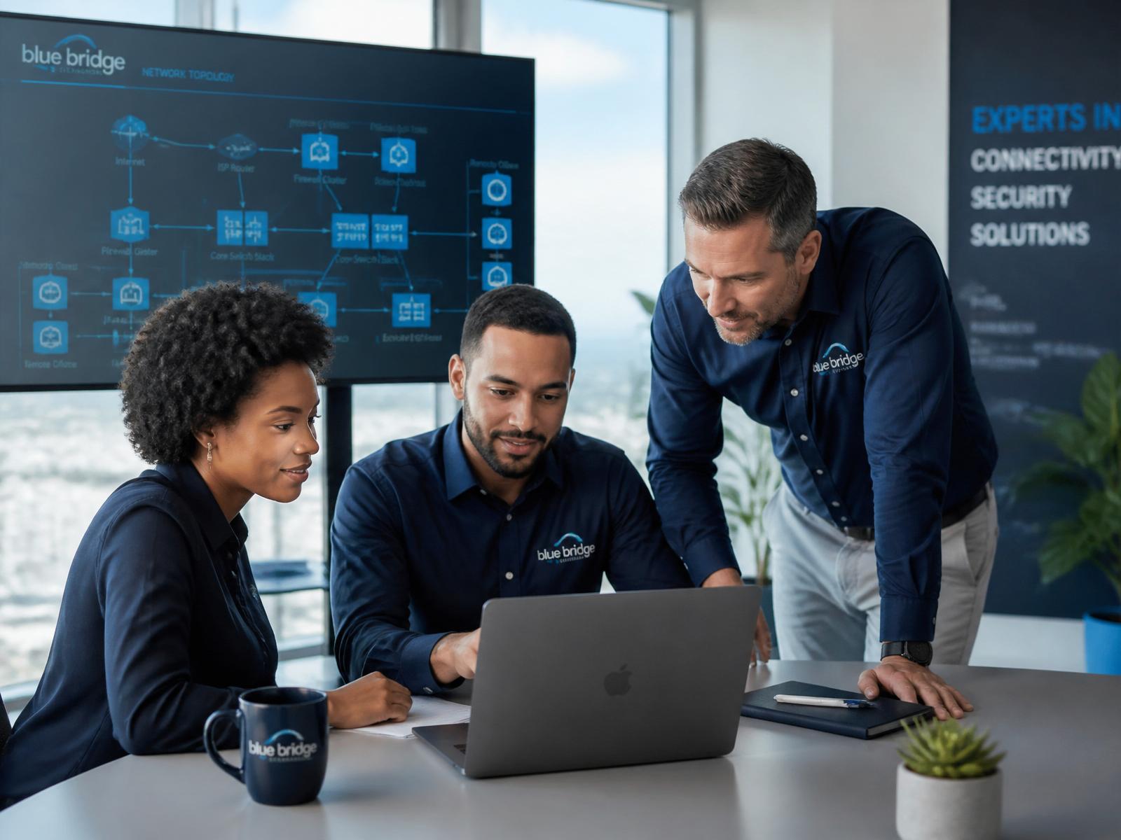 Marveltec IT consultants reviewing a network topology with a South African business client in Durban